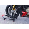 Stojak motocyklowy na kółkach składany na przód pod motocykl podnośnik