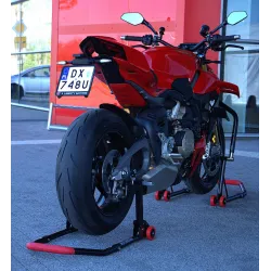 Stojak motocyklowy na kółkach składany na tył pod motocykl podnośnik